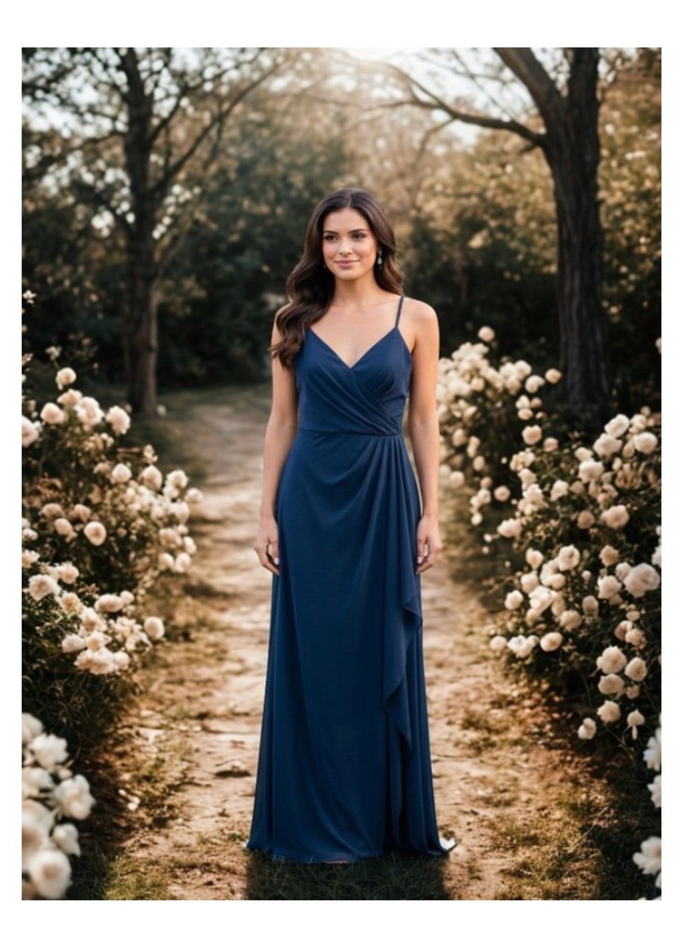 Alfred Angelo Navy Blue Spaghetti Strap Maxi Dress